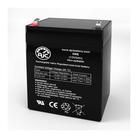Battery Clerk AJC Leoch DJW12-4.5 Sealed Lead Acid Replacement Battery 5Ah, 12V, F1 AJC-D5S-V-0-191140